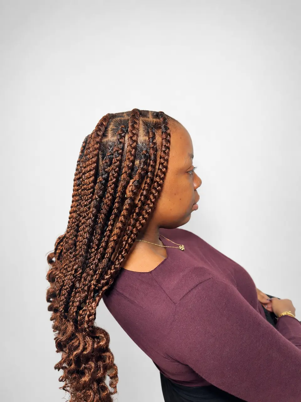 Copper braids with curled ends