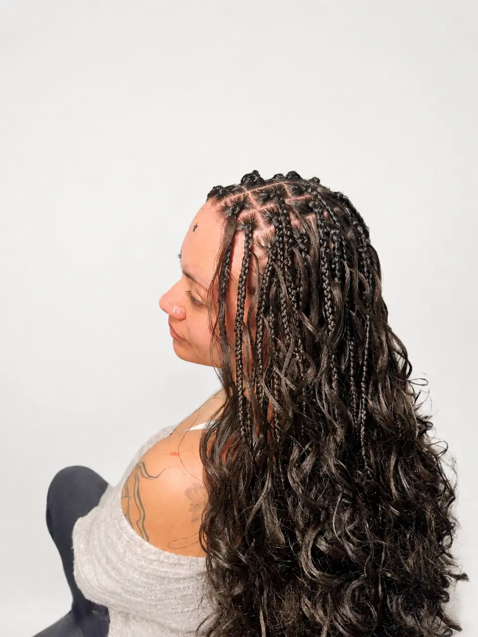 Boho braids with flowing curls